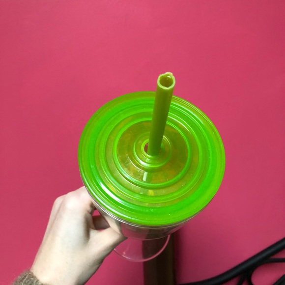 Accessories Preppy Floral Plastic Stem Glass Cup With Straw Poshmark